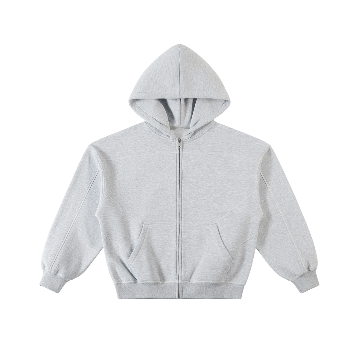 BLANK CONTRAST-STITCHED BOXY ZIP HOODIE