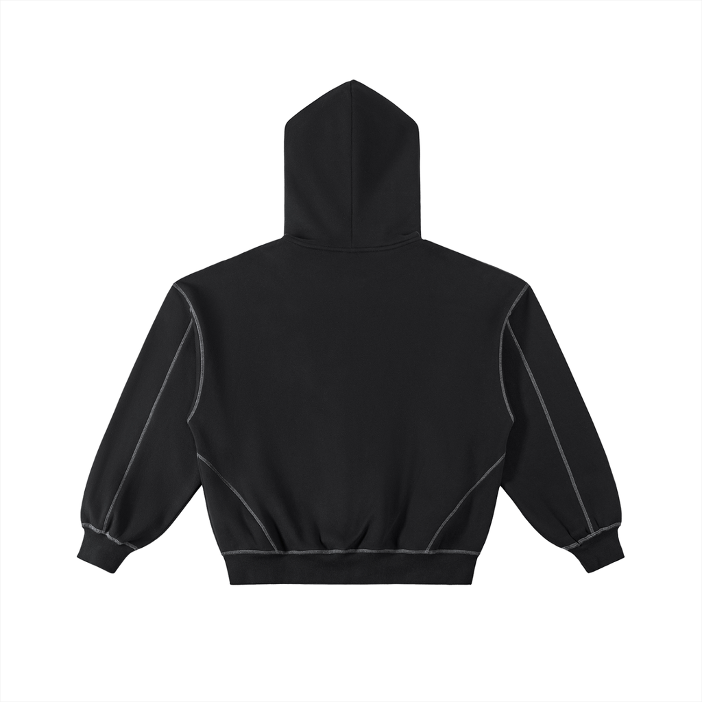 BLANK CONTRAST-STITCHED BOXY ZIP HOODIE