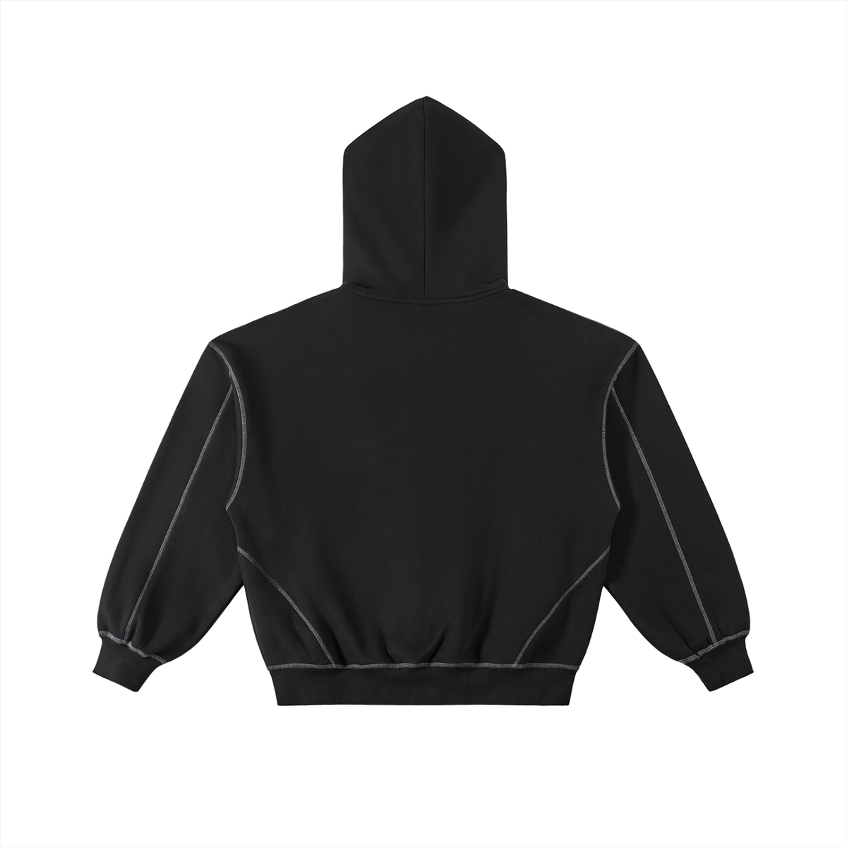 BLANK CONTRAST-STITCHED BOXY ZIP HOODIE